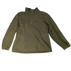 Vintage Olive Green Quarter Zip Fleece | Men's M | Everyday Basics